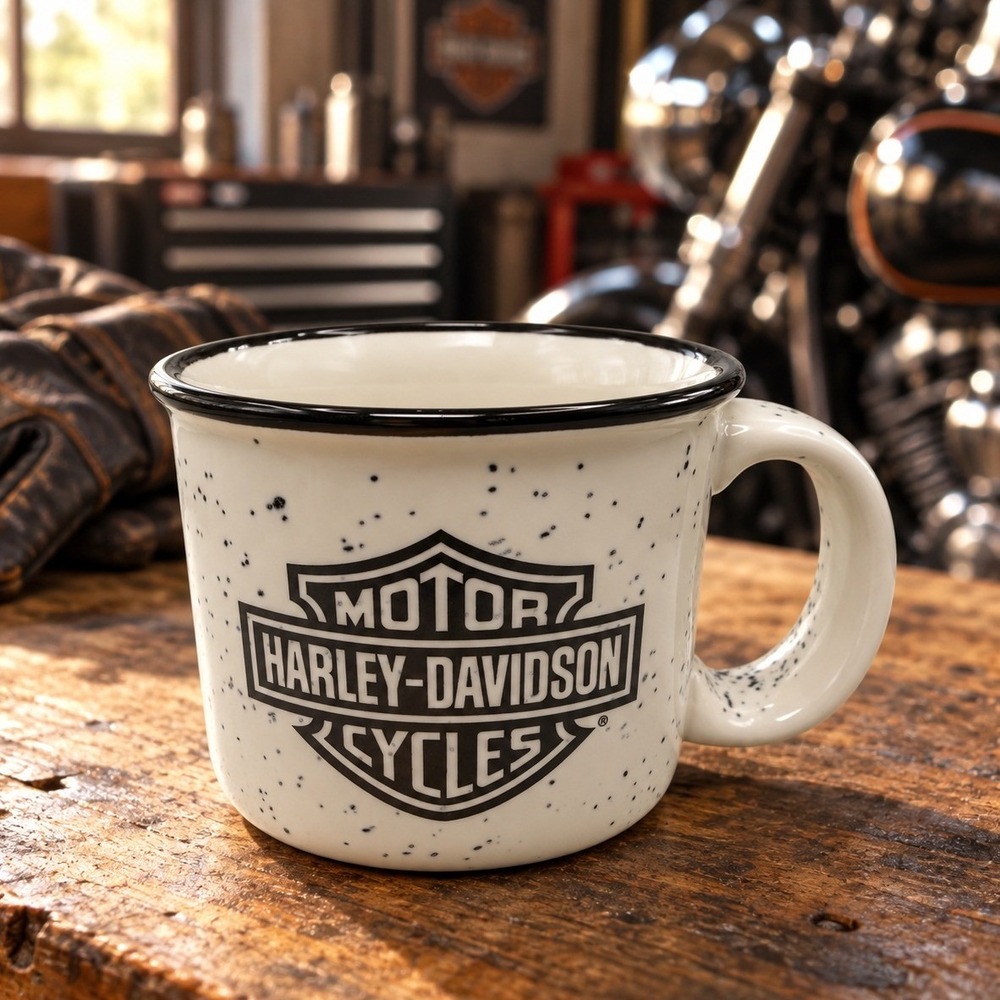 Harley-Davidson Ceramic Campfire Mug Speckled Ocean State Warwick RI